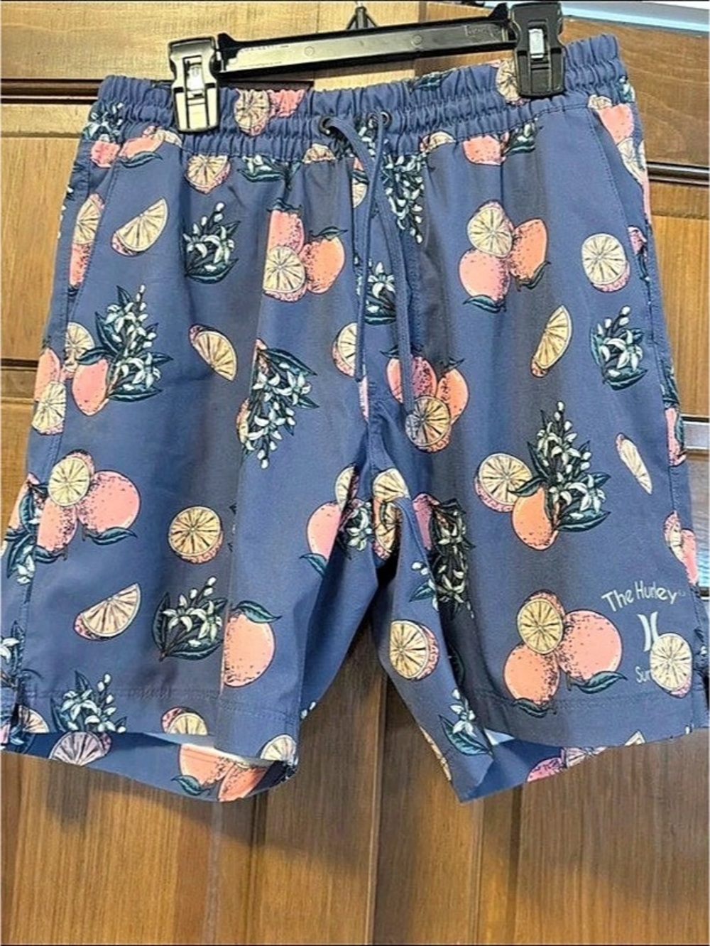 Hurley Printed Swim Trunks in Blue Like New